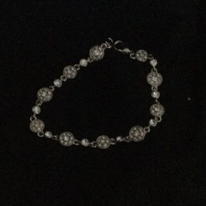 Silver tone and crystal bracelet